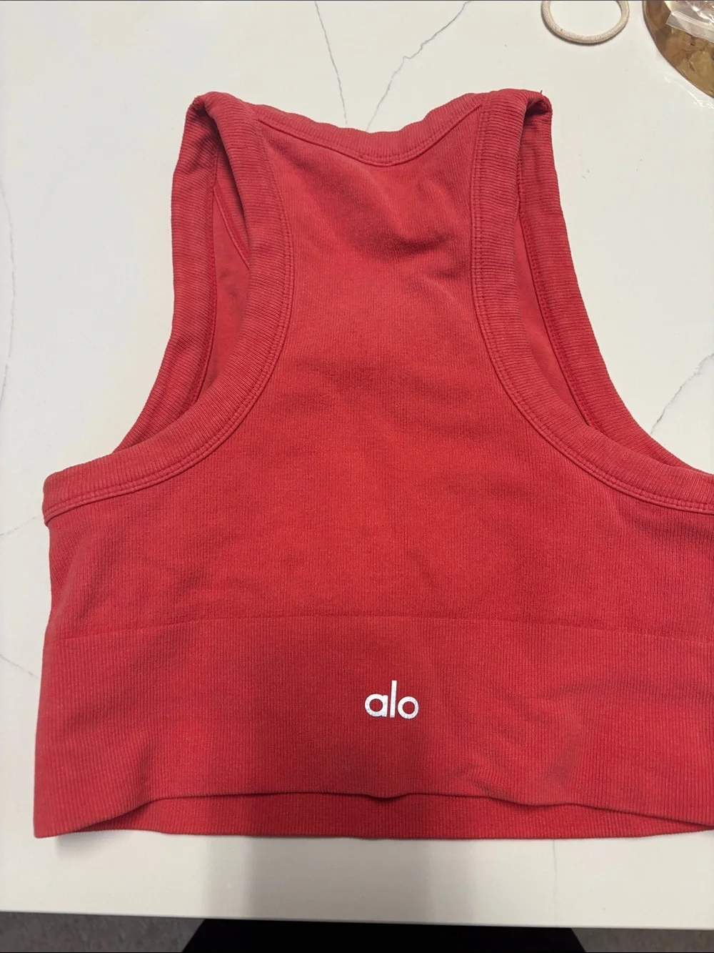 Alo Red Ribbed Tank Crop Top size small